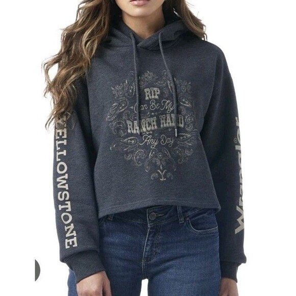 Yellowstone by Wrangler Ladies Dutton Ranch Cropped Sweatshirt Size Small - Picture 1 of 9